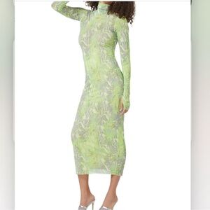 AFRM Shailene lime abstract snakeskin midi dress NWT